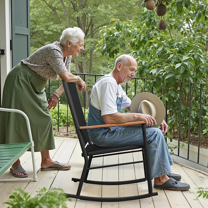 Shintenchi Outdoor Rocking Chairs Set of 2, Upgraded High Back Patio Rocking - Image 2