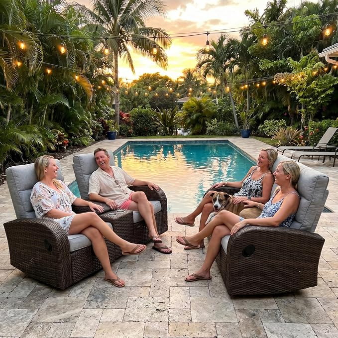 Oversized 2 Pieces Wicker Outdoor Recliner Loveseat - Image 3