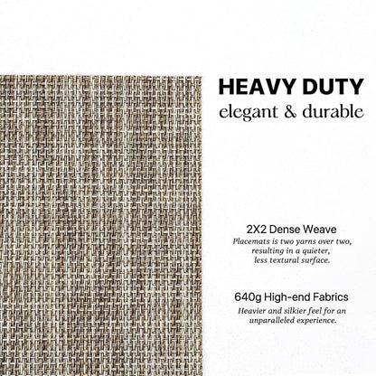 LEXMORE Placemats Set of 6 Vinyl/Plastic Woven Place Mats for Kitchen Table Indoor/Outdoor Washable Placemat Wipeable Dining Table Mats(Cappuccino)