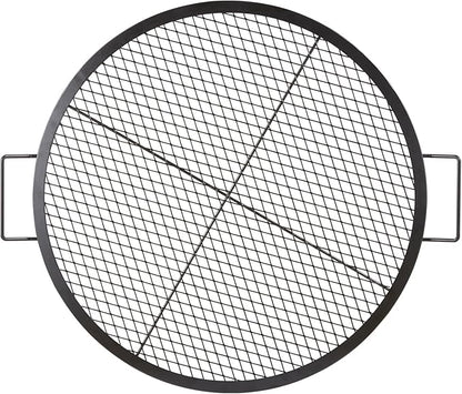 VEVOR X-Marks Fire Pit Grill Grate, Round Cooking Grate, Heavy Duty Steel Campfire BBQ Grill Grid with Handle and Support X Wire, Portable Camping Cookware for Outside Party & Gathering, 30 Inch Black