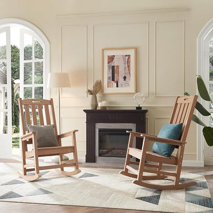 Oversized Outdoor Rocking Chair Set of 2, HDPE Porch Rocker - Image 7
