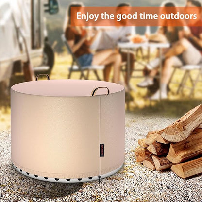 QH.HOME [2025 Upgraded 900D Fabric] Fire Pit Cover Round for Solo Stove Bonfire 22",Strong Tear Resistant ,Waterproof Firepit Accessories for Gas/Table/Bowl Fire pits - 23" D X 16" H-Wheat