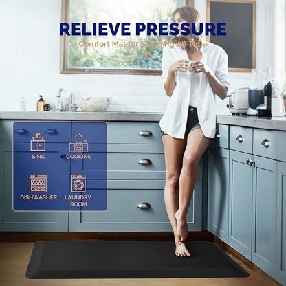 FEATOL Anti Fatigue Mat for Standing, 9/10 Extra Thick Ergonomic Standing Desk Mat, Comfort & Durable Memory Foam Standing Mat at Home,Office All Day (17" x 24", Black, 1PC)