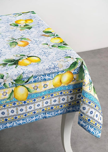 Maison d' Hermine Table Cloth Square Table 100% Cotton 54 x 54 Inches Tablecloth Reusable Decorative Everyday Use for Dining Room, Farmhouse, Home, Party, Festive & Wedding Spring Summer - Citrus