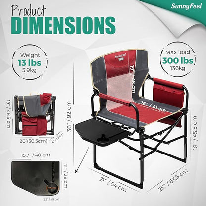 SUNNYFEEL Camping Directors Chair, Heavy Duty, Oversized Portable Folding Chair - Image 3