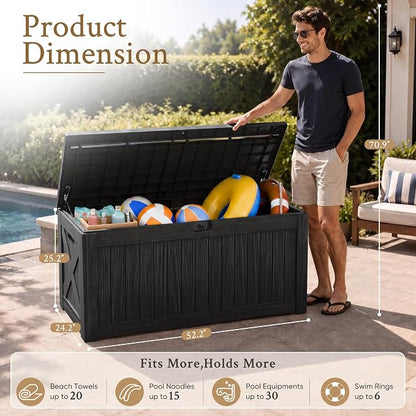 Devoko 120 Gallon Deck Box Resin Outdoor Storage Box Waterproof | Large Outdoor - Image 4