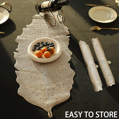 FAVE Gold Table Runner 36 Inches Dining Table Runner Heat Resistant Table Mats for Wedding, Banquet, Birthday, Party, Restaurant(Golden Musaleaf)