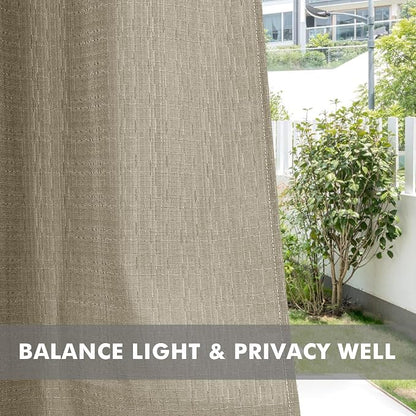 Linen Outdoor Curtains for Patio Waterproof 4 Pcs 110x84 In Taupe | Light - Image 5