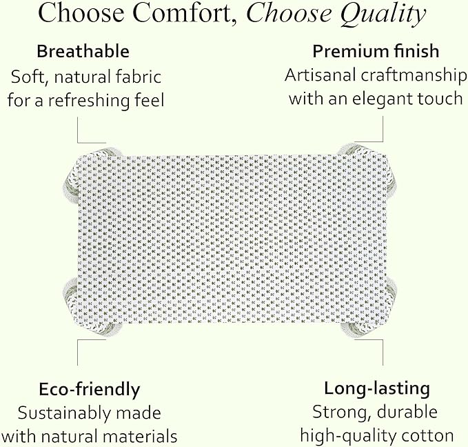 CPC Lotus Meadow Tablecloth 100% Cotton 72x140 Inch Indian Block Print Rectangle Table Cover, Table Cloth for Gifting in Weddings, Halloween, Fall, Christmas, Thanksgiving