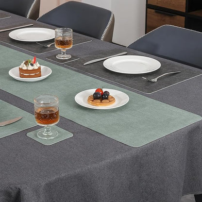 Table Runners 72 Inches Long, Dual-Sided Faux Leather Farmhouse Table Runner Waterproof Heatproof Non-Slip for Living Room Party Home Decor Holiday Decorations(Gray Sage Green, 12 x 72 Inch)