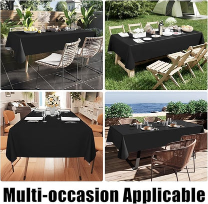 Smiry Square Table Cloth 60x60 Inch, Waterproof Wipeable Vinyl Tablecloths Protector, Oil Spill Proof Plastic Table Cover for Dining, Picnic, Camping, Outdoor, Black