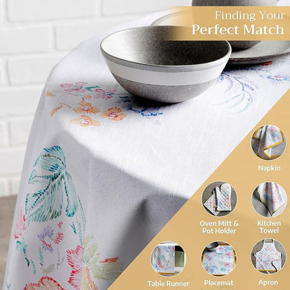 Maison d' Hermine Table Cloth Round Table 100% Cotton 69 Inches Tablecloth Reusable Decorative Everyday Use for Dining Room, Farmhouse, Home, Party, Festive & Wedding Spring Summer - Paradise Island