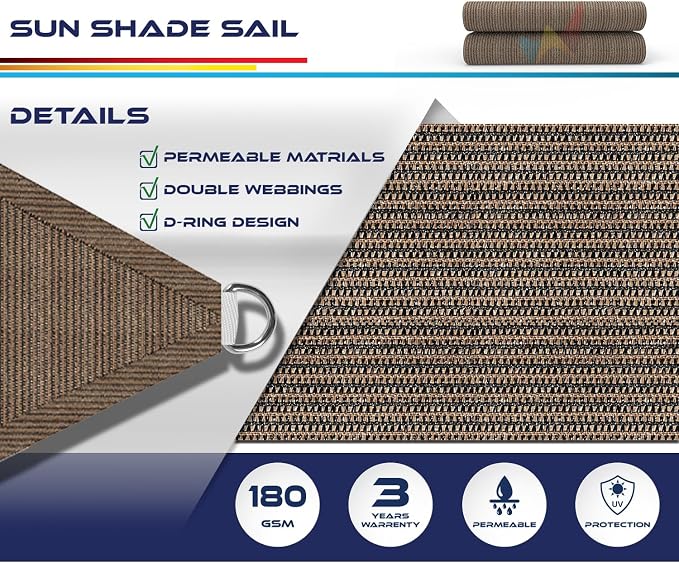 Windscreen4less 19' x 19' x 19' Sun Shade Sail Triangle Outdoor Canopy Cover UV - Image 3