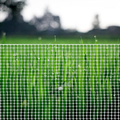 BOEN Garden Fence Temporary Barrier Outdoor Fence for Dog, Rabbit or Deer, Garden Netting Plastic Mesh Plant Protection (4' x 100', White)
