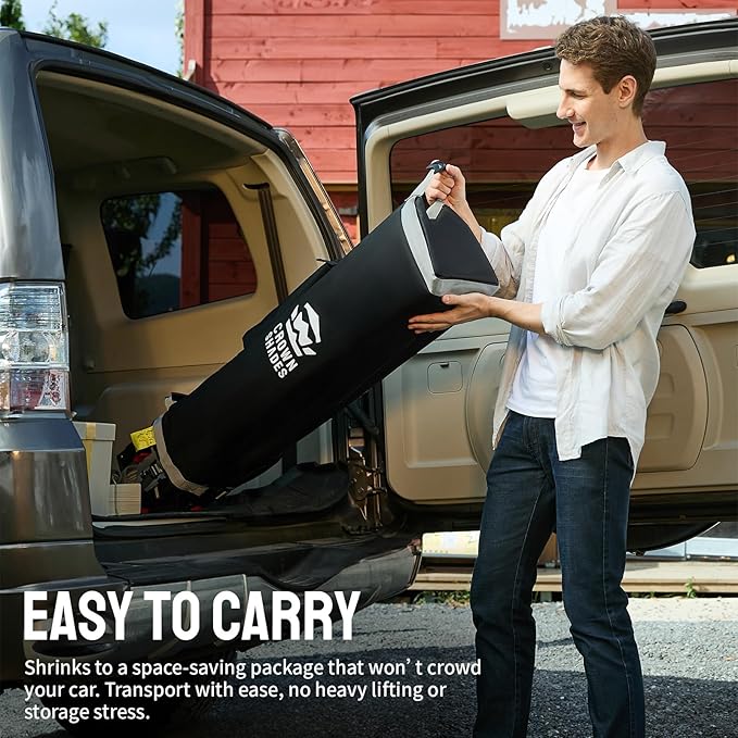 CROWN SHADES 10x10 Pop up Canopy Tent Instant Canopy with 150D Silver Coated Fabric Including 2 Half Sidewalls, 4 Ropes, 8 Stakes, 4 Weight Bags, STO 'N Go Bag, Grid Grey