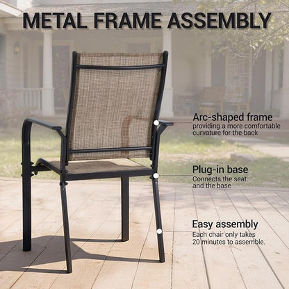 Patio Chairs Set of 4, Stackable Outdoor Dining Chairs, All Weather Breathable - Image 7