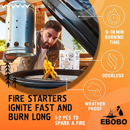 240 pcs Fire Starter Cubes – Natural Wax-Based, Odorless & Non-Toxic – Quick Ignition for BBQ Grill, Fireplace, Wood Stove, Fire Pit & Camping – Easy, Mess-Free Lighting