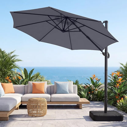 10ft Patio Umbrella with Base Included, Large Cantilever Outdoor Umbrella with by OLILAWN