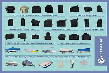i COVER Pellet Grill Cover- Fits Traeger 34 Series and Pro 780 Grills and Smokers Heavy Duty Water Proof Patio Outdoor Canvas BBQ Covers, for Traeger 34/780 Collection Barbeque and Smoker