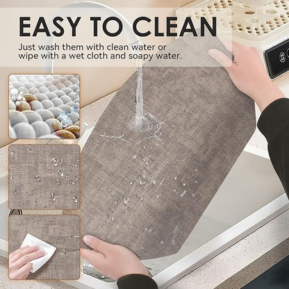 Round Table Placemats Set of 4, Faux Leather Wedge Shape Place Mats Heat Resistant Wipeable Washable Table Mats for Dining Outdoor Indoor, Camel