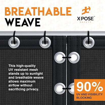 Xpose Safety Privacy Fence Screen 8’ x 50’ – Heavy Duty Black Mesh with 90% Visibility Block, UV Protection – Includes Cable Ties – for Garden, Yard, Nursery, Kennel, Dog Run, Greenhouse