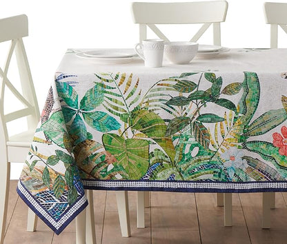 Maison d' Hermine Premium Table Cloth Square Table 100% Combed Cotton 70 x 70 Inches Tablecloth Reusable Decorative for Dining Room, Farmhouse, Home, Party, Festive & Wedding - Mosaic