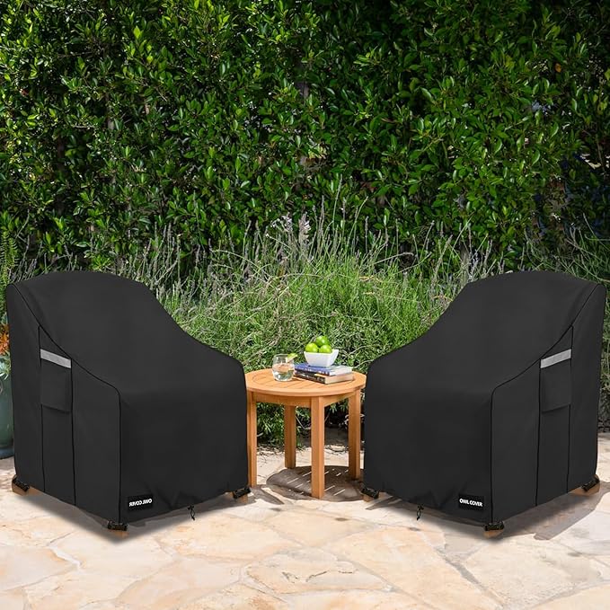 Outdoor Chair Covers 30"W x 34"D x 36"H,600D Heavy Duty Waterproof Patio Chair Cover,Outdoor Furniture Covers for Lawn/Garden Chiar,Black