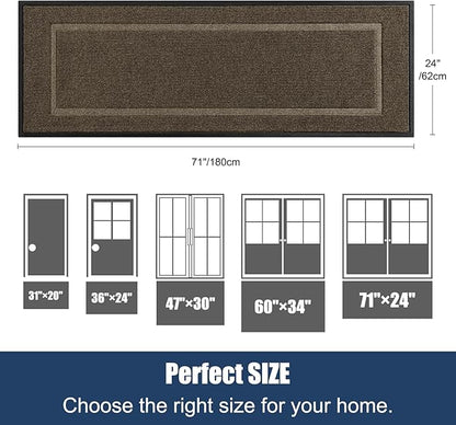Extra Large Front Door Mat Outside Entrance Indoor Doormat, 71" x 24" Outdoor Mats for Patio Waterproof, Outdoor Door Mats for Outside Entry, Indoor Rugs for Entryway, Sturdy Natural Rubber, Begie