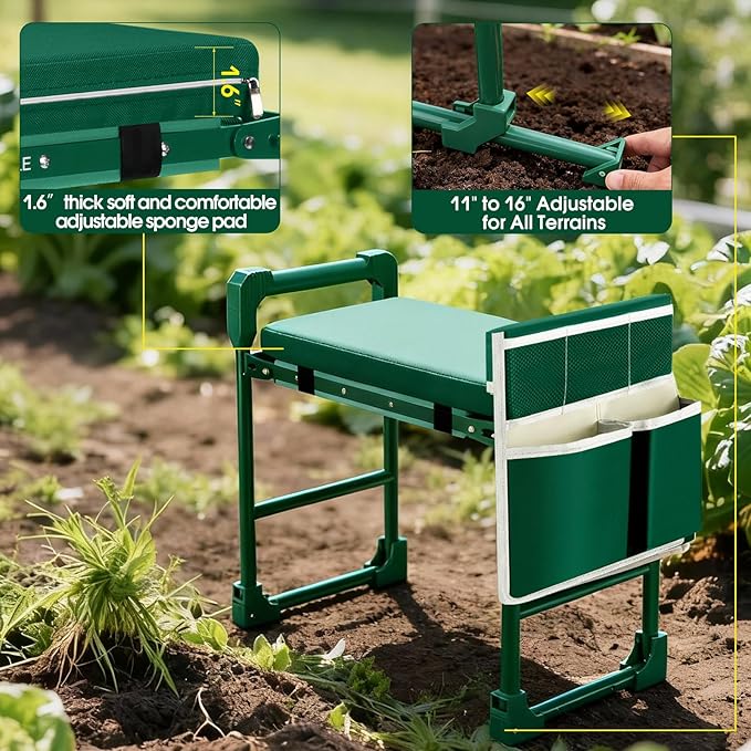 Garden Kneeler and Seat Heavy Duty 600LBS w/ Thicken Wide Soft Kneeling Pad | - Image 4