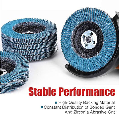 EZARC Flap Discs 80 Grit, 4 1/2 x 7/8-Inch Flap Sanding Disc, Type 29 Zirconia Grinding Wheel for Stainless Steel, Sheet Metal (50 Pack)