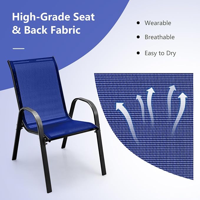 Giantex Patio Chairs Set of 4, Stackable Outdoor Dining Chairs - Image 5