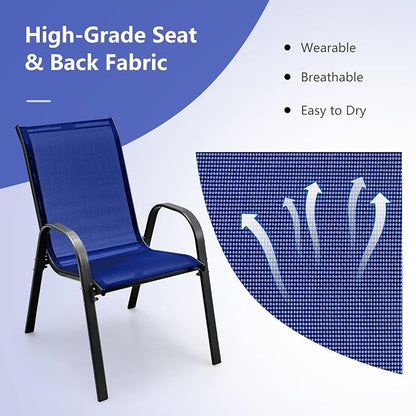 Tangkula Patio Dining Chairs Set of 4, Outdoor Stackable All Weather Heavy Duty - Image 5