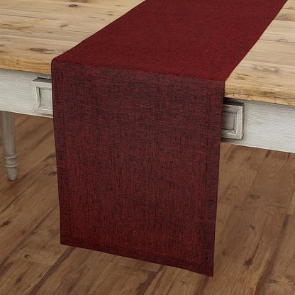 Solino Home Linen Table Runner 48 Inches - 100% Pure Linen Red Garnet Table Runner 14 x 48 Inch Ideal for Dresser and Coffee Tables - Valentines, Winter - Athena