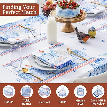Maison d'Hermine Table Cloth Rectangle Table 100% Cotton Tablecloth for Dining Room, Farmhouse, Home, Hotel, Parties & Wedding - Ideal for Easter Decorations Spring&Summer(Amsterdam Canals,70"x108")