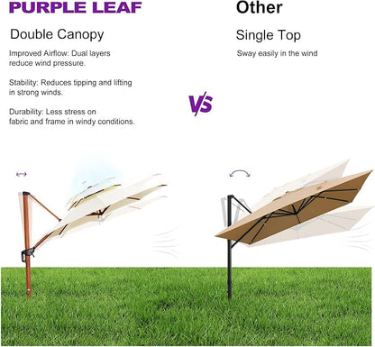 PURPLE LEAF Large 11ft Cream Cantilever Umbrella - Image 7