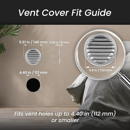 Repa Market 4 Inch (Opening Dimensions) Round Air Vent Cover/White Galvanized Steel Louvered Grill Cover with Mesh Screen/Wall or Ceiling Vent/HVAC Register for DIY Home Improvement