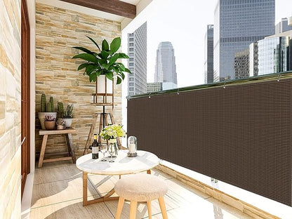 LOVE STORY 3.3'x19.7' Brown Balcony Screen Privacy Fence Cover (HDPE) UV Protection Weather-Resistant 3 FT Height Shield for Deck, Patio, Backyard, Outdoor Pool, Porch, Railing