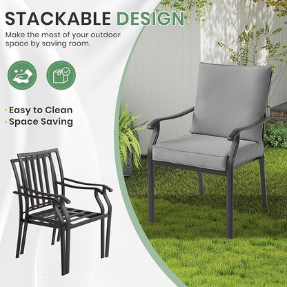 LVUYOYO Outdoor Patio Dining Chairs Set of 2, Metal Stackable Chairs Set - Image 7