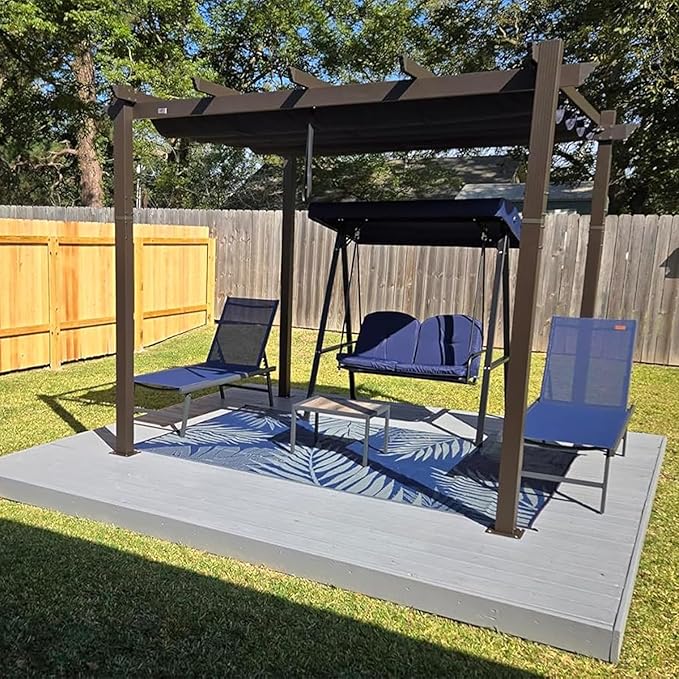 PURPLE LEAF Pergola 10' X 10' Metal Sun Shade and Bronze Shelter, All-aluminum by PURPLELEAF