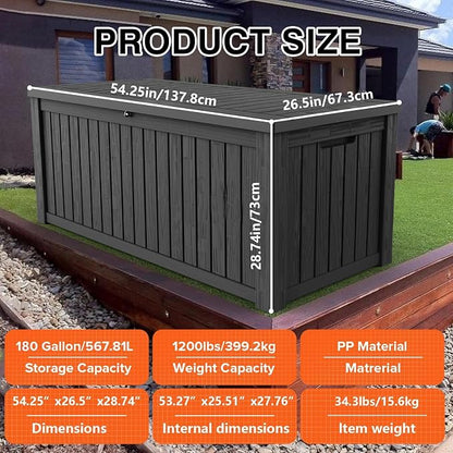 Outdoor Storage Box, 180 Gallon Waterproof Deck Box, Piston-Lift Tall Standing - Image 3