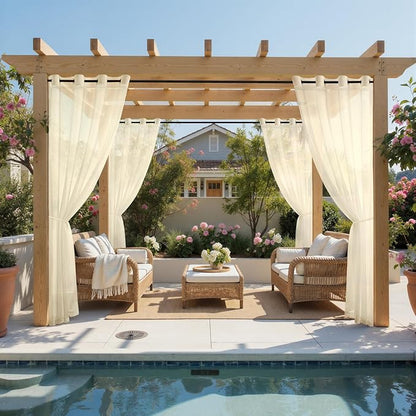 MIULEE Beige Outdoor Curtain for Patio Waterproof 4 Panels 54 x 108 Inch | - Image 2