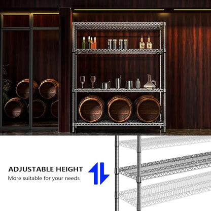 M MZG 2800 LBS 59" W 4 Tier Storage Shelves Rack Metal Wire Shelving Unit - Image 6