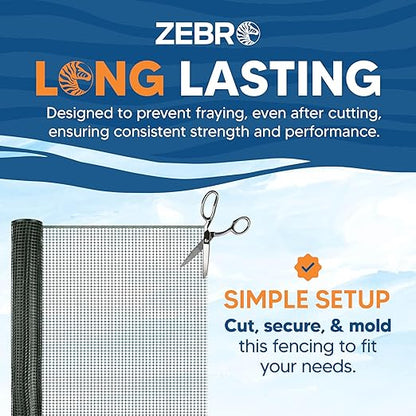ZEBRO Plastic Hardware Mesh Screen & Fence Roll (2' x 15' - Green) - Plastic Indoor or Outdoor Balcony, Patio & Porch Netting - Safety Barrier Plastic Fence to Protect Pets & Kids Around The Home