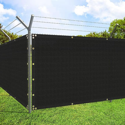 ECOOPTS 8'x150' Privacy Fence Screen Windscreen with Copper Grommets, Fit for Commercial Fence and Residential Garden Outdoor 90% UV Blockage, Cable Zip Ties Included (Black)