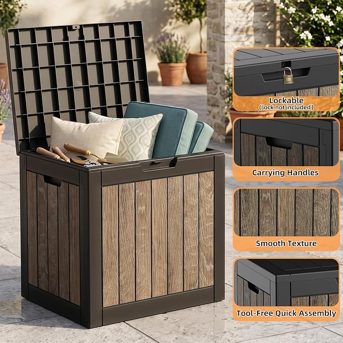 40 Gallon Outdoor Deck Box, Lockable Waterproof Resin Storage Container - Image 7