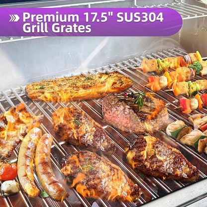 9MM 304 Stainless Steel Grill Grates for Weber Spirit E-210 E-220 S-210 S-220 Gas Grills with Front-Mounted Control 7637 Grill Replacement Parts for Weber Spirit I & II 200 Series 17.5 inch