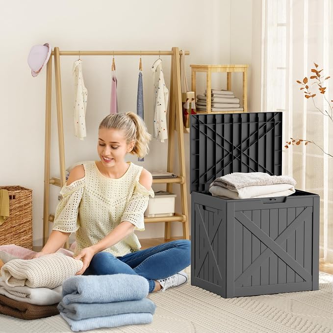 ROJIK 34 Gal Deck Box Waterproof, Resin Outdoor Storage - Image 2