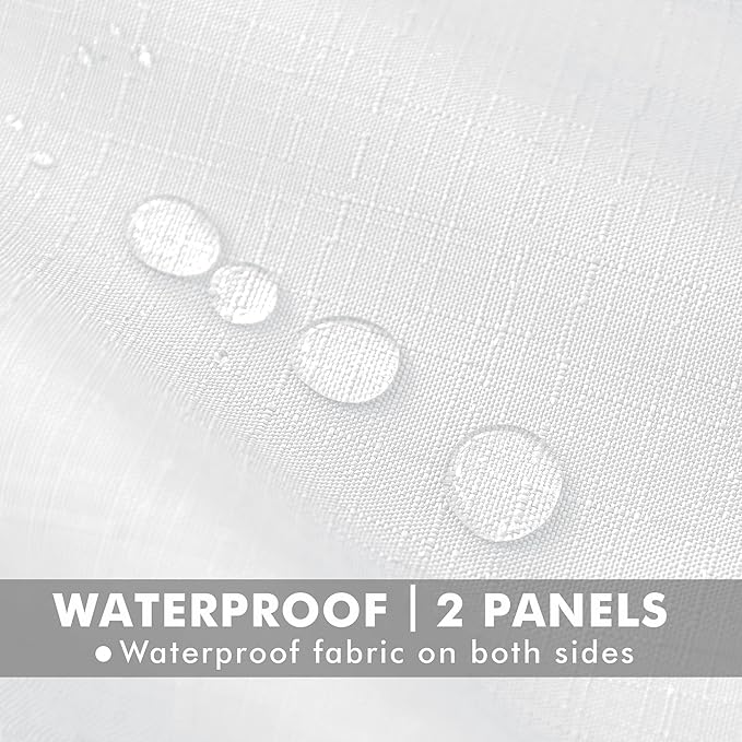 Linen Outdoor Curtains for Patio Waterproof 4 Pcs 110x95 In White | Light - Image 2