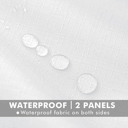 Linen Outdoor Curtains for Patio Waterproof 4 Pcs 54x84 In White | Light - Image 2