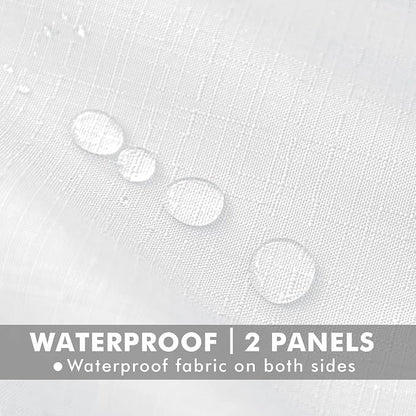 Linen Outdoor Curtains for Patio Waterproof 4 Pcs 110x84 In White | Light - Image 2